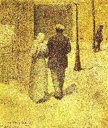 Charles Angrand Man and Woman on the Street Sweden oil painting artist